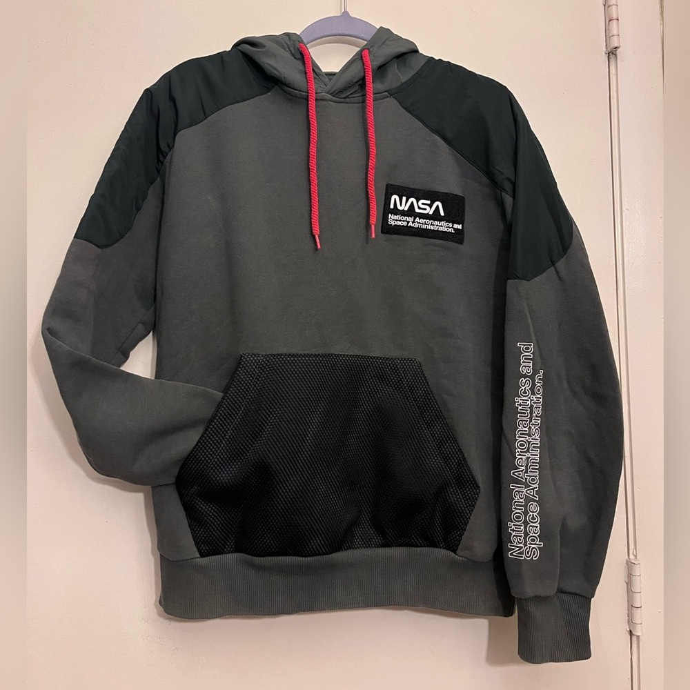 Pull&Bear Dark Gray and Black NASA Hoodie
